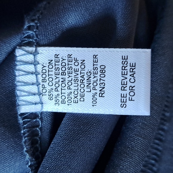 Cato Slate Blue Bell Sleeve Lace Overlay Lined Blouse Sz Medium EUC Bg1090 - Picture 13 of 14